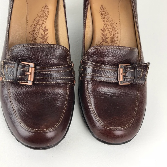 Sofft Loafer Pumps Pebble Leather Kitten Heel - Picture 4 of 8